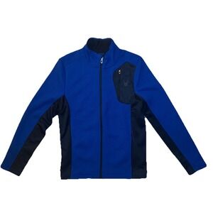 SPYDER Blue & Black Raider Stand Collar Zip Front Jacket Men's S